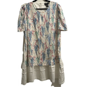 Gracia floral overlay white dress